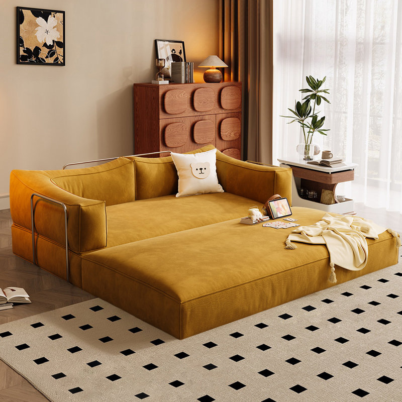 Loveseat Darkgoldenrod Chenille Sleeper sofa 31.5 H x 70.87 W x 39.37 D